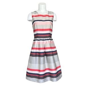 Hugo Boss Women's Striped Sleeveless Dilijana Fit & Flare Midi Dress Size 2‎